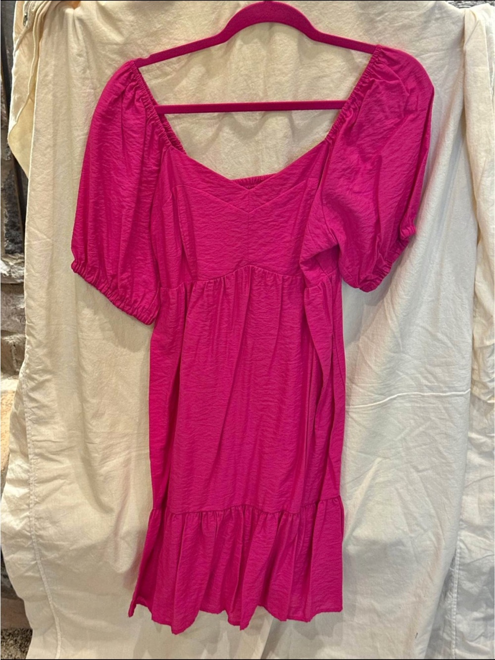 Nine West Hot Pink Babydoll Mini Dress